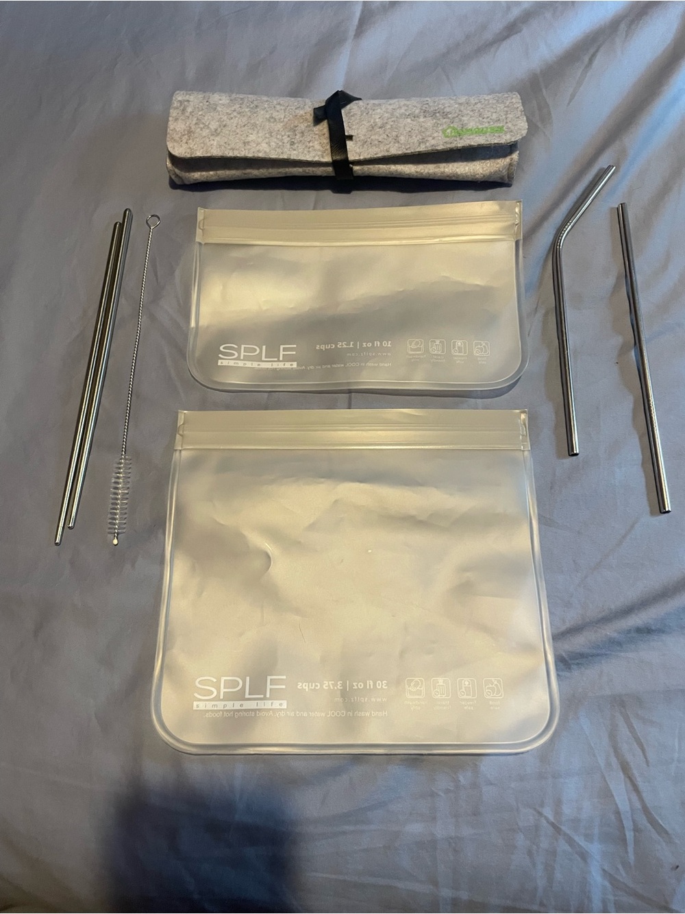 Clear Reusable Silicone Food Storage Bags - Gray Set
